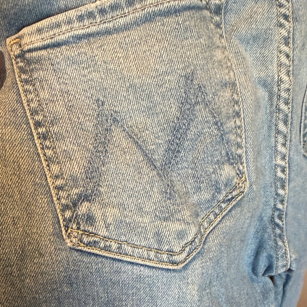 MOTHER Light Blue Cropped Straight Ankle Jeans - Picture 7 of 9